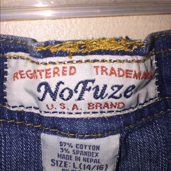 (No Fuze) Blue Denim Skirt w/ Gold Stitching 14/16 - Picture 7 of 8